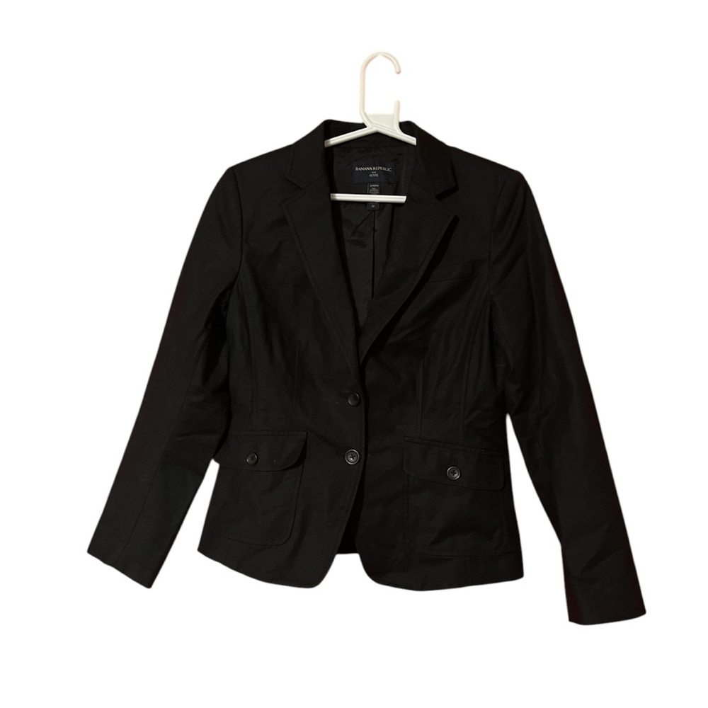 Banana Republic Women’s Blazer Size 6P Black Stretch Work Office Petite Lined
